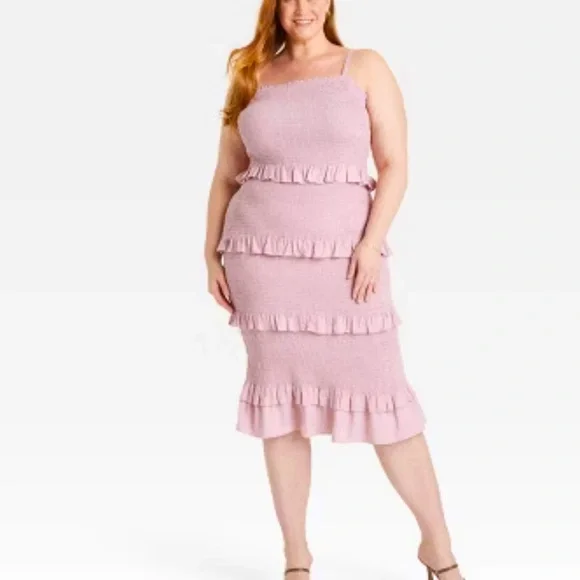 Ava & Viv Women's Smocked Ruffle Midi Tank Sundress - Picture 1 of 5